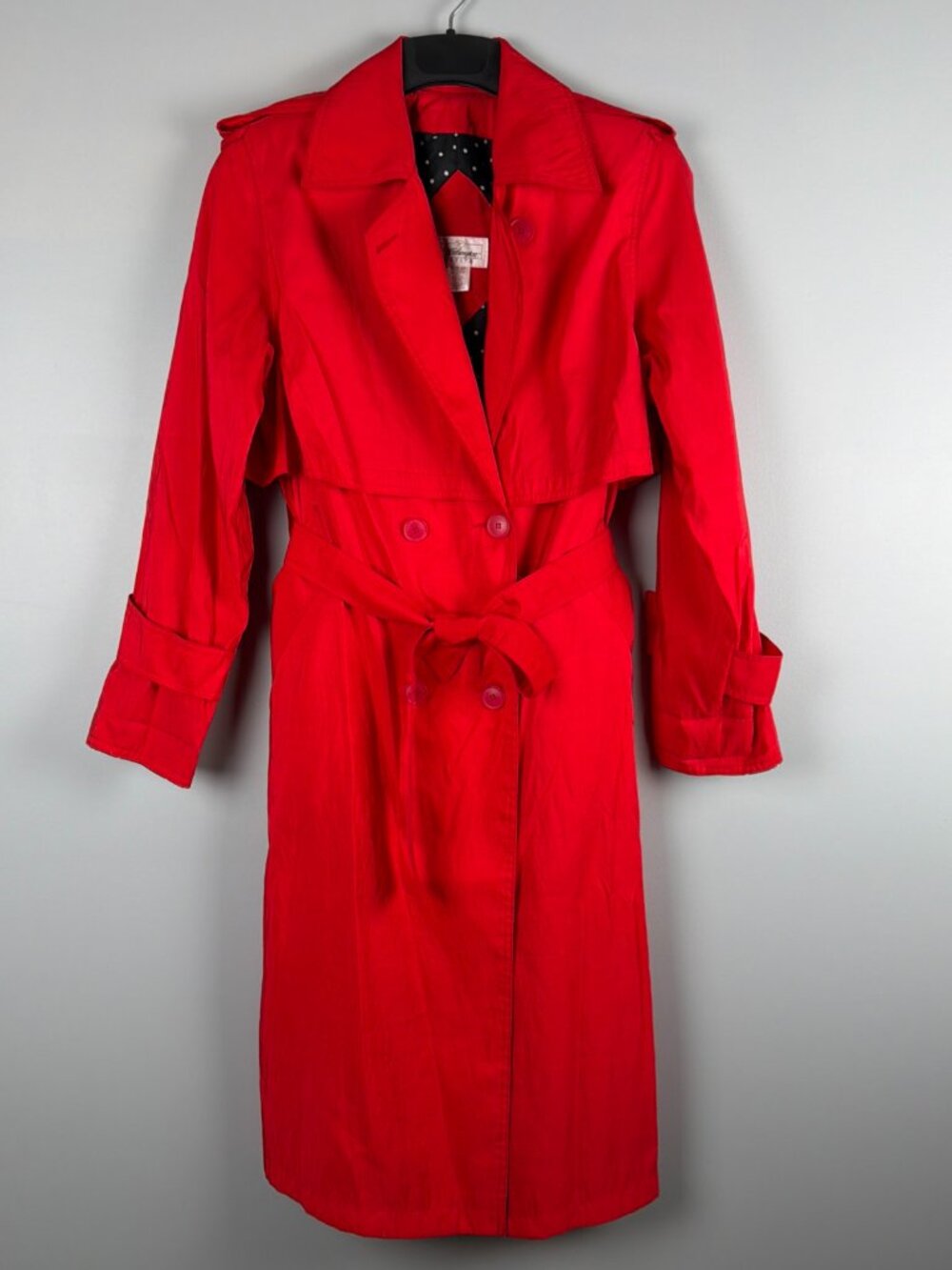 Worthington Petite Trench Coat Womens 8P Red Belted Rain Coat Vintage Carmen